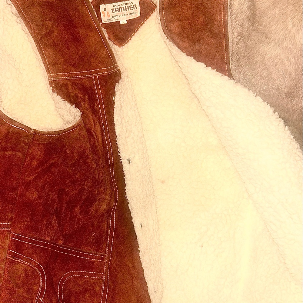 Warm Brown Leather Teddy Jacket